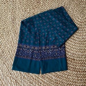 Green and Brown Patterned Scarf, like new, 59”x8”